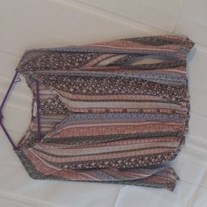 Maurices Peasant Blouse, floral print, size Large